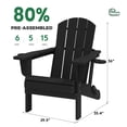 thumbnail image 3 of KINGYES Outdoor Folding HDPE Adirondack Chairs Set of 2 with Dual Cup Holder - Patio & Outdoor Lounge, Deck, Weather - Resistant , Black, 3 of 12