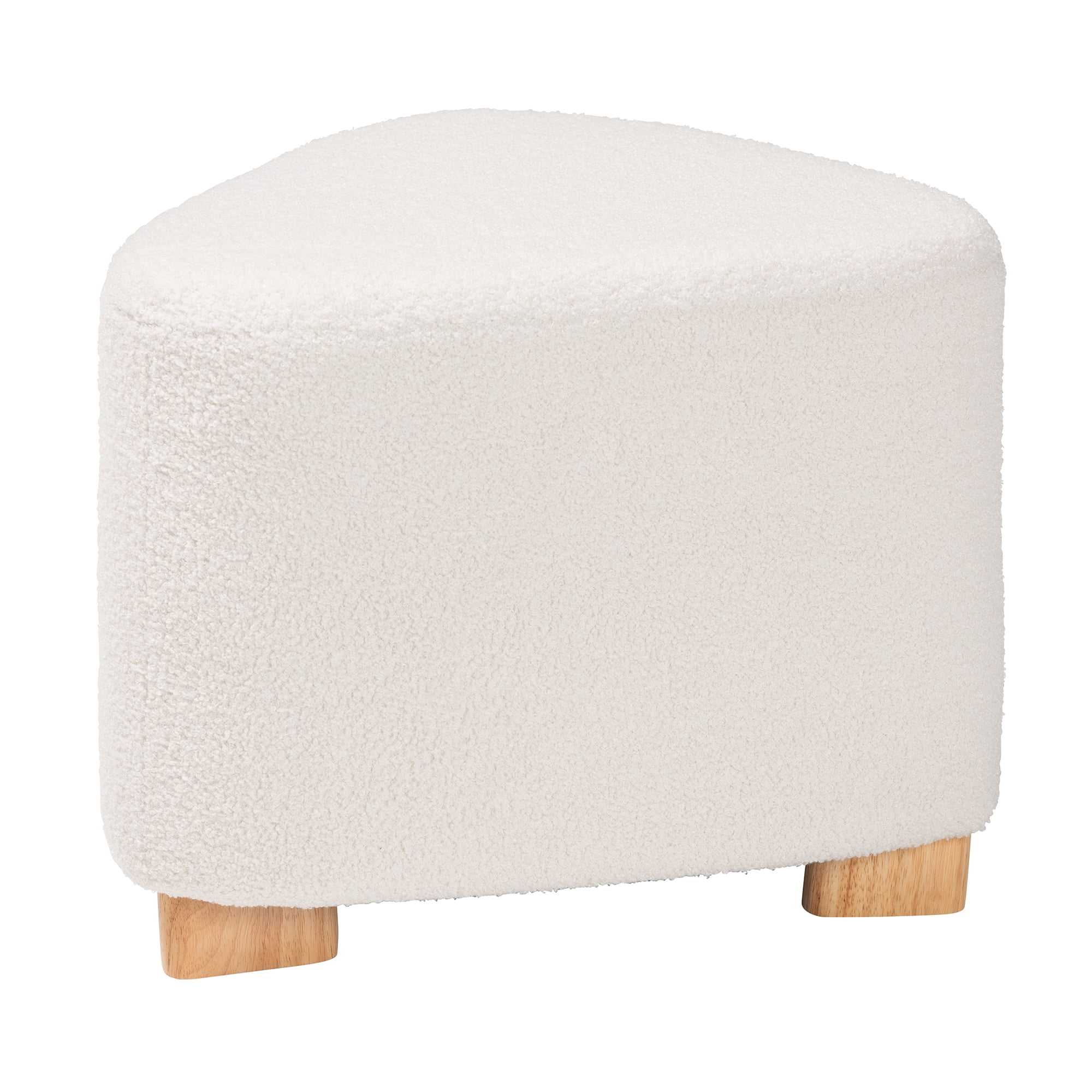 Baxton Studio Brielle Modern and Contemporary Ivory Boucle Upholstered and Natural Brown Finished Wood Ottoman