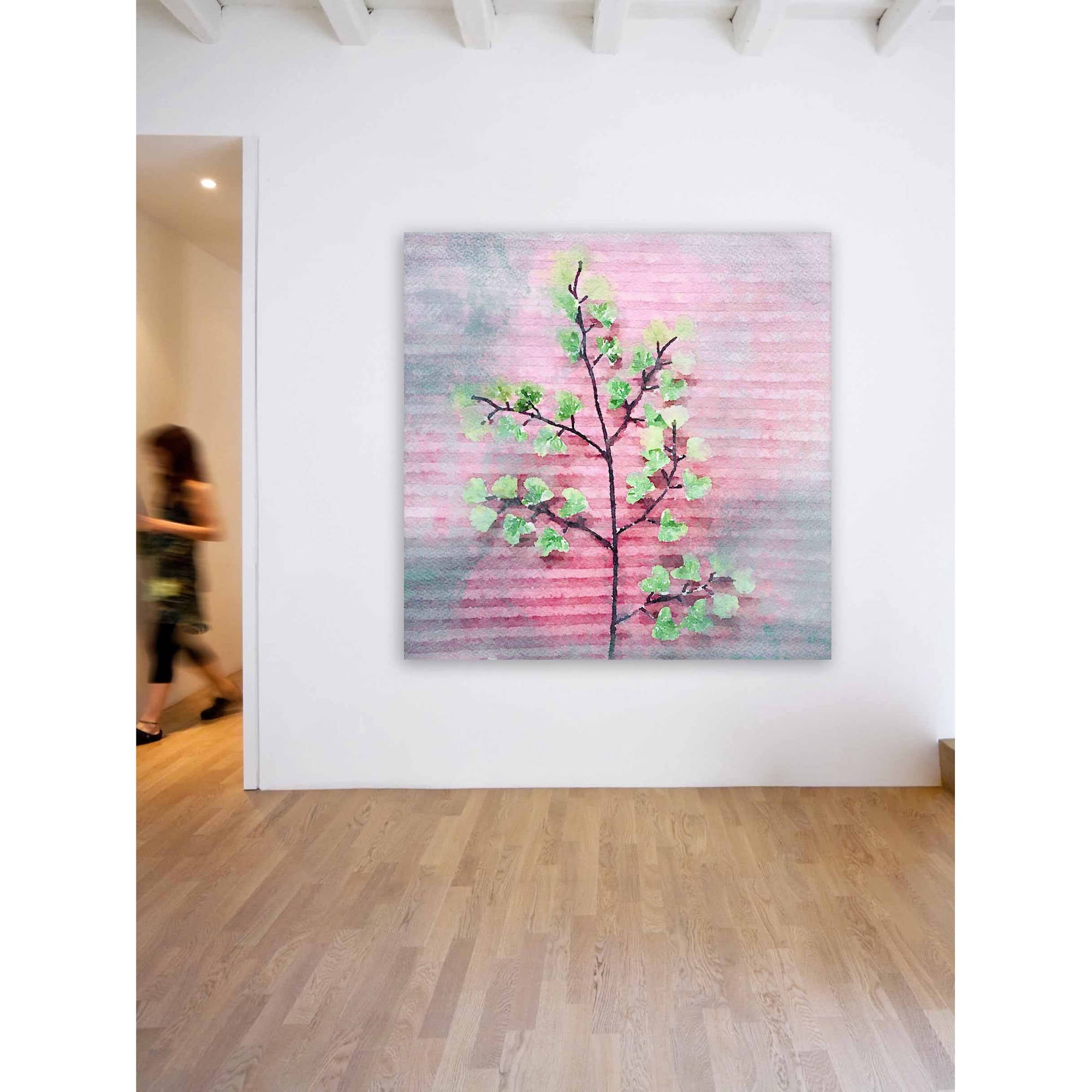 "Pink and Green" Painting Print on Wrapped Canvas