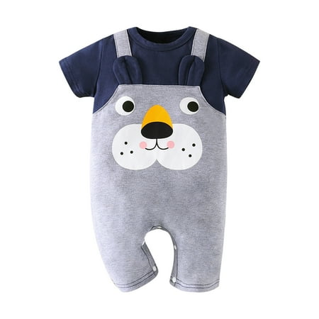 

QIPOPIQ Toddler Girls Jumpsuits & Rompers Clearance Summer Toddler Baby Girl Boy Child Short-sleeved Romper Fake Two-piece Jumpsuit
