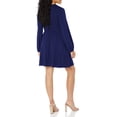 thumbnail image 3 of Furvclv Women Long Puff Sleeve Mini Dress Deep V Neck Solid A-Line Party Casual Dress, 3 of 9