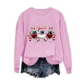 thumbnail image 5 of Oalirro Christmas Sweatshirts for Women Long Sleeve Graphic Cute Womens Shirts Merry Christmas Wine Glass Print Pink Crew Neck Top, M, 5 of 6
