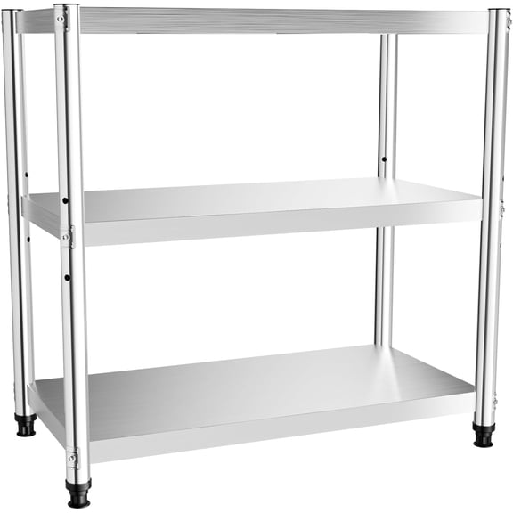 Stainless Steel Shelving 31.5 X 31.5 Inch 3 Tier Garage Shelving Kitchen Rack Steel Shelf Storage Unit for Living Rooms Offices Hotels