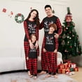 thumbnail image 2 of Conjunto familiar combinado de pantalones de manga larga a cuadros rojos y negros con estampado de astas navideñas, 2 of 5