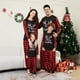 thumbnail image 2 of Conjunto familiar combinado de pantalones de manga larga a cuadros rojos y negros con estampado de astas navideñas, 2 of 5