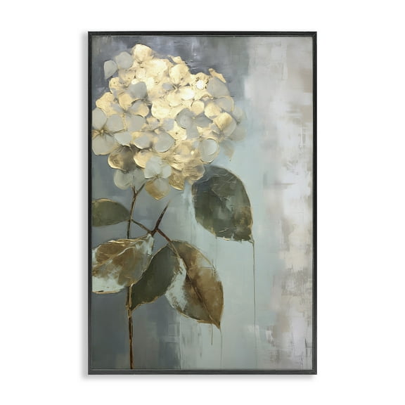 Stupell Industries Distressed Hydrangea Bloom Botanical & Floral Painting Black Framed Art Print Wall Art, 12 x 18