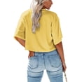 thumbnail image 2 of Women Short Sleeve Cropped T Shirt Round Neck Solid Color Crop Tops, 2 of 2