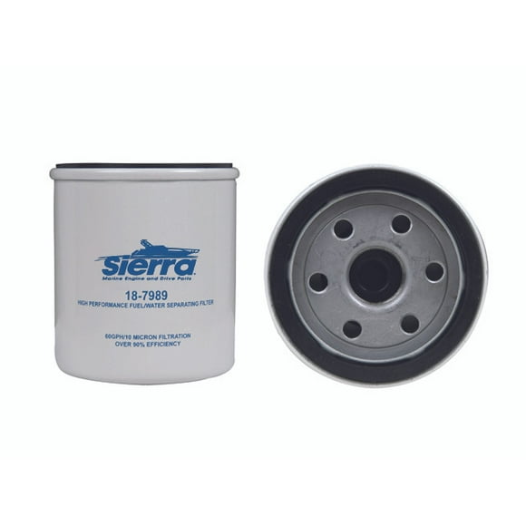 Sierra Marine Fuel Water Separator Filter 18-7989 Marine Series; 10 Micron Element; 60 GPH; Cobra EFI Thread; 13/16 Inch-18 Inlet Size; Fuel Injected Engines; 3.48 Inch Height