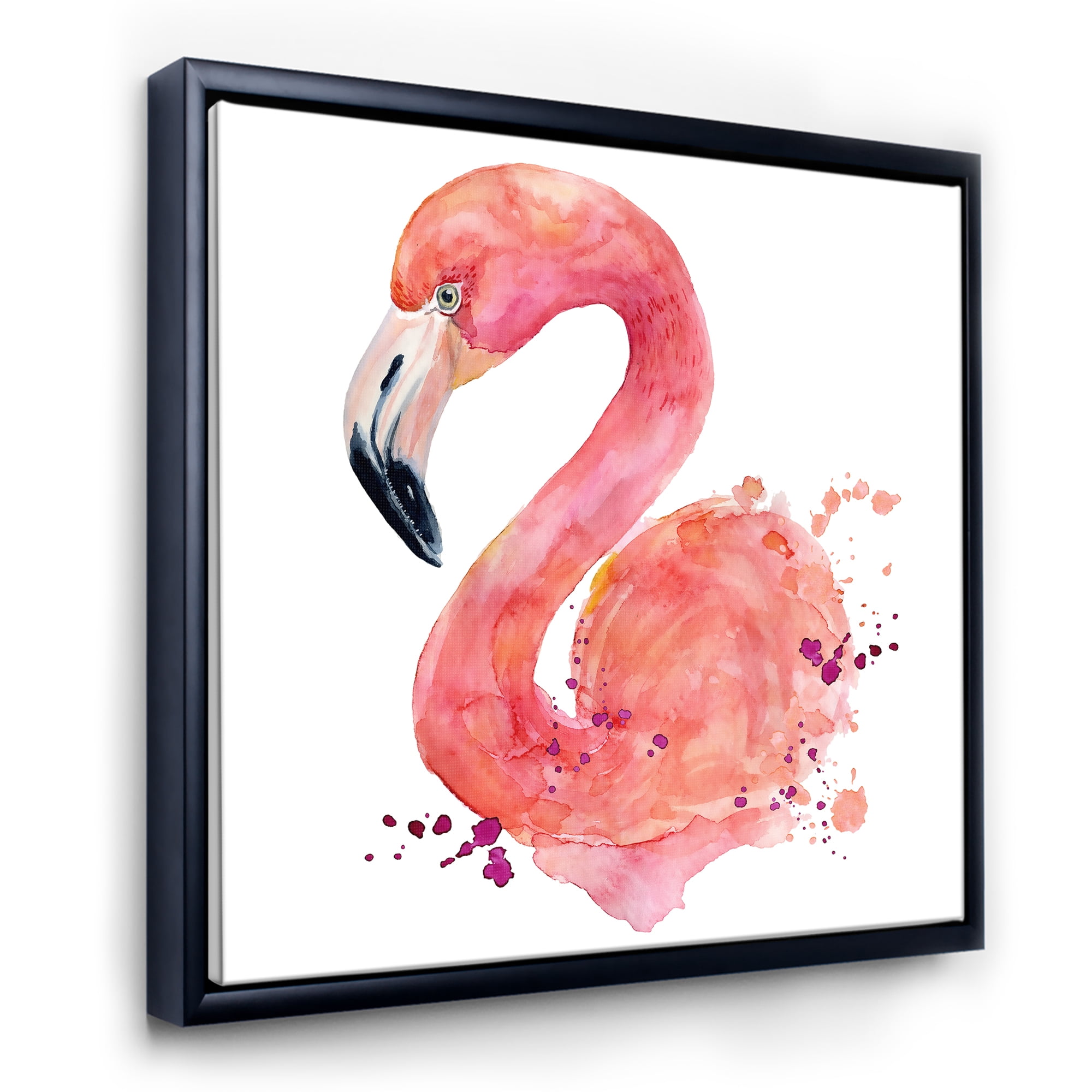 Designart 'Abstract Portrait of Pink Flamingo I' Farmhouse Framed Canvas Wall Art Print