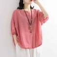 thumbnail image 2 of Womens 2024 Summer Cotton Linen Tops Trendy Casual Summer Beach Shirts Sexy V Neck Breathable Tunic Tops Basic Tees Blouse, 2 of 4