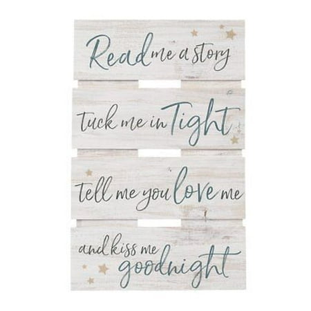 - READ ME A STORY... KISS ME GOODNIGHT Distressed Wood Slat Sign, 10