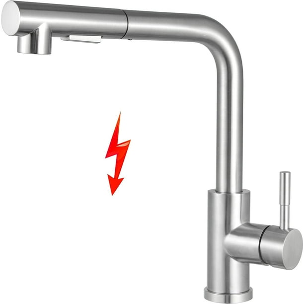 Pull Out Low Pressure Kitchen Faucet, 360° Swivel Low Pressure Kitchen