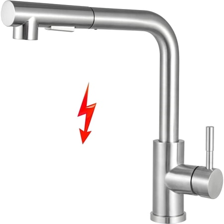 Pull Out Low Pressure Kitchen Faucet, 360° Swivel Low Pressure Kitchen ...