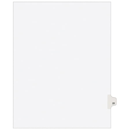 Avery Individual Legal Exhibit Paper Divider, Avery Style, #21, Side Tab, Letter Size, White, Pack of 25 (1021)
