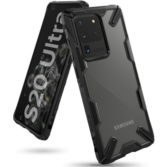 Ringke Fusion-X Case Compatible with Samsung Galaxy S20 Ultra, Transparent Hard Back Shockproof Advanced Bumper Cover - Black