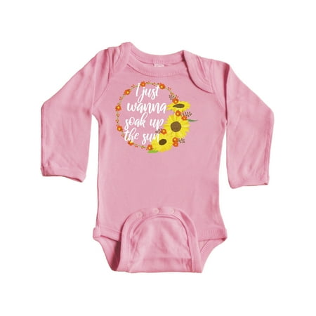 

Inktastic Sunflower I Just Wanna Soak up the Sun Gift Baby Boy or Baby Girl Long Sleeve Bodysuit
