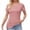 Pink, variant on tarylea Ribbed Knitted Tops for Women Short Sleeve Scoop Neck Cross Front Button Shirts Casual Comfy Fitted Tunic Tops