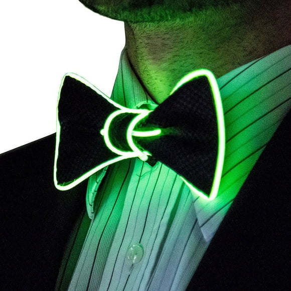 Faithtur Men's Bow Tie with LED Light Up Luminous Flashing Wire Necktie Dance Party Evening Decoration