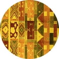 thumbnail image 1 of Ahgly Company Indoor Round Oriental Yellow Industrial Area Rugs, 5' Round, 1 of 4