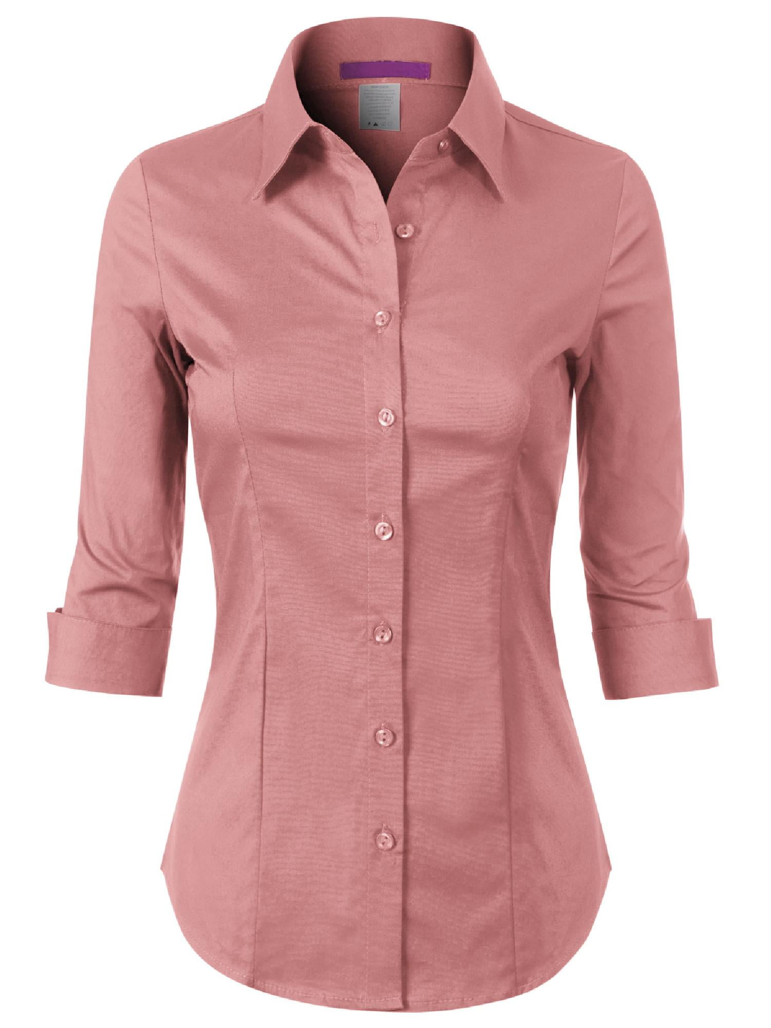 Up to 6X Women 3/4Sleeve Office Casual Button Down Blouse Shirt Junior PlusSize 