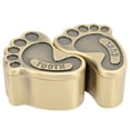 thumbnail image 3 of Caja de almacenamiento de metal con forma de pie, soporte para dientes de bebé con 2 tapas para el crecimiento de los niños, colección de joyas de regalo conmemorativo (pátina verde), 3 of 5