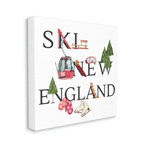 New England Ski Winter Seasonal Mountain Sports Sports Gallery-Wrapped Canvas Print Wall Art, 17x17