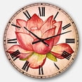 thumbnail image 1 of DesignArt Pink Lotus Watercolor Illustration Large Wall Clock, 1 of 2