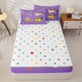 thumbnail image 4 of Manfei Floral Kitten Zipper Twin Comforter Sets with Fitted Sheet and 2 Pillowcases, Garden Cat Animal Zipper Bedding Set, Lavender Purple, Polkadot Reversible, 4 Pieces, 4 of 7