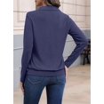 thumbnail image 4 of Womens T-Shirts Long Sleeve Banded Bottom Tops Business Casual Tops Collared V Neck Blouses Navy Blue L, 4 of 7