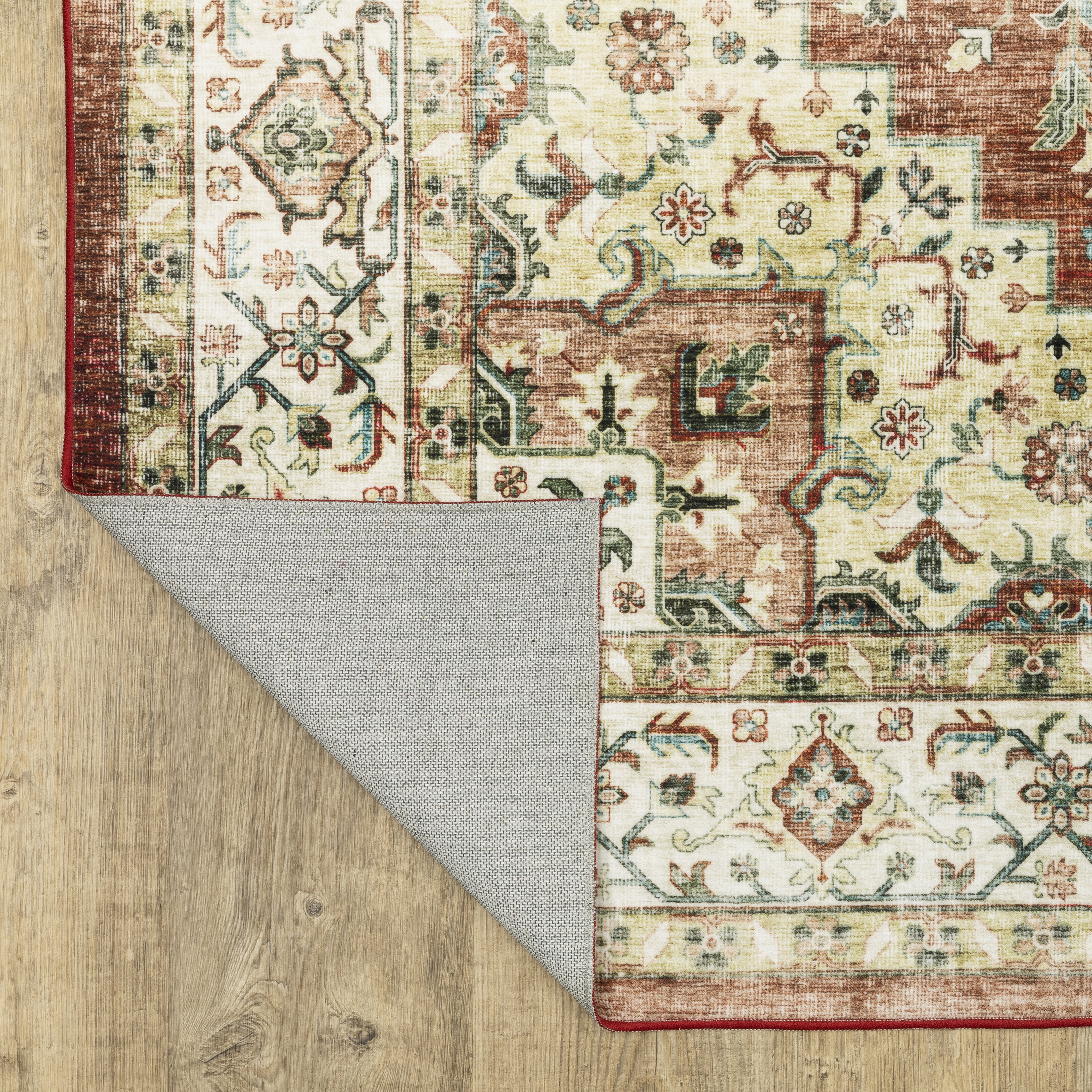 Avalon Home Sebastian Oriental Medallion Red/ Ivory Washable Indoor Area Rug