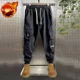 thumbnail image 3 of Pantalones de trabajo con forro polar para hombre, pantalones cargo negros para senderismo, color caqui, para exteriores, de nailon, moda emo, estilo Harajuku, ropa de algodón, 3 of 5