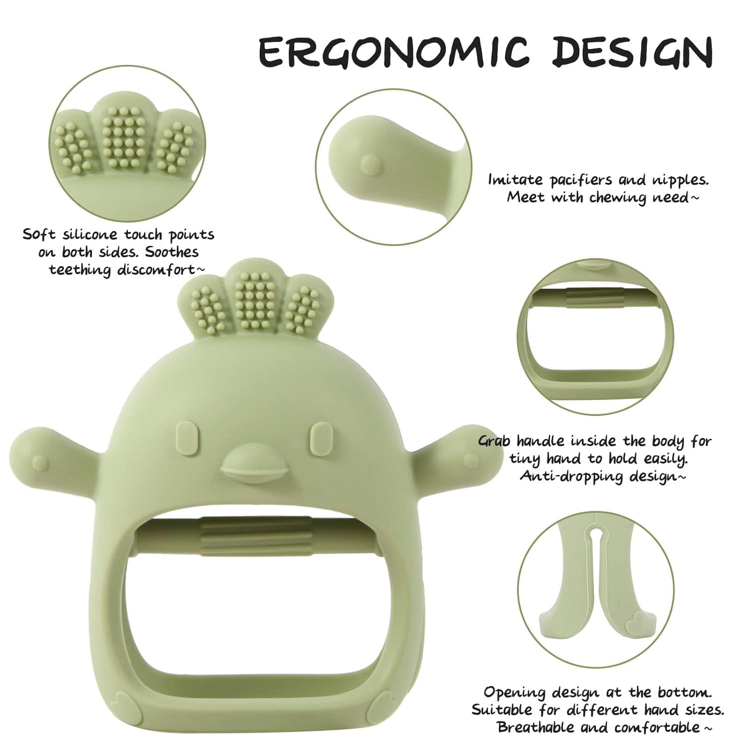 Baby Teething Toys, Cute Chick Silicone Teether for Infants 3+ Months, Food-Grade Silicone Hand Grip Chew Toy, BPA Free