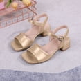 thumbnail image 5 of Owordtank Girls Sandals Solid Color Sparkly Princess Shoes Flower Girl Wedding Party Low Heel Shoes, 5 of 5