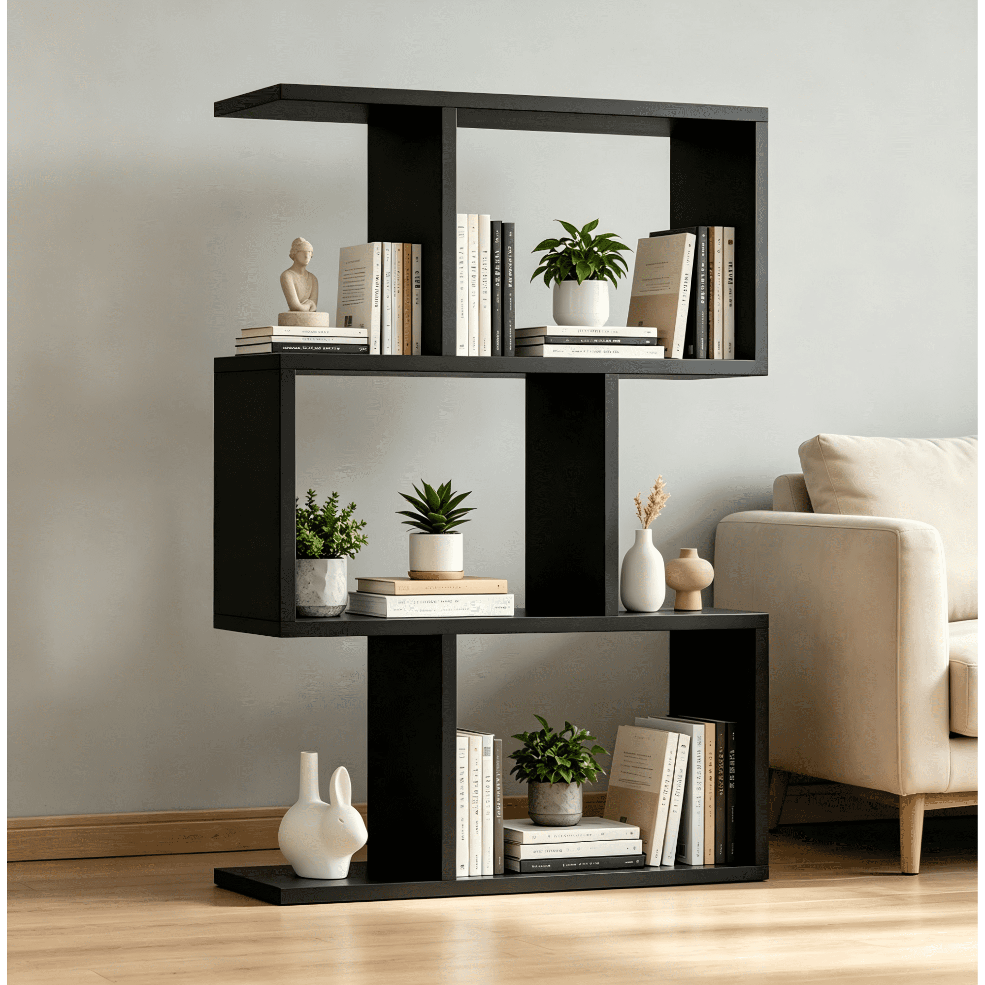 Leumius 3-Shelf Bookcase,Freestanding Book Shelf, Home Office Bookcase, Storage Shelving Unit for Bedroom, Living Room,Black
