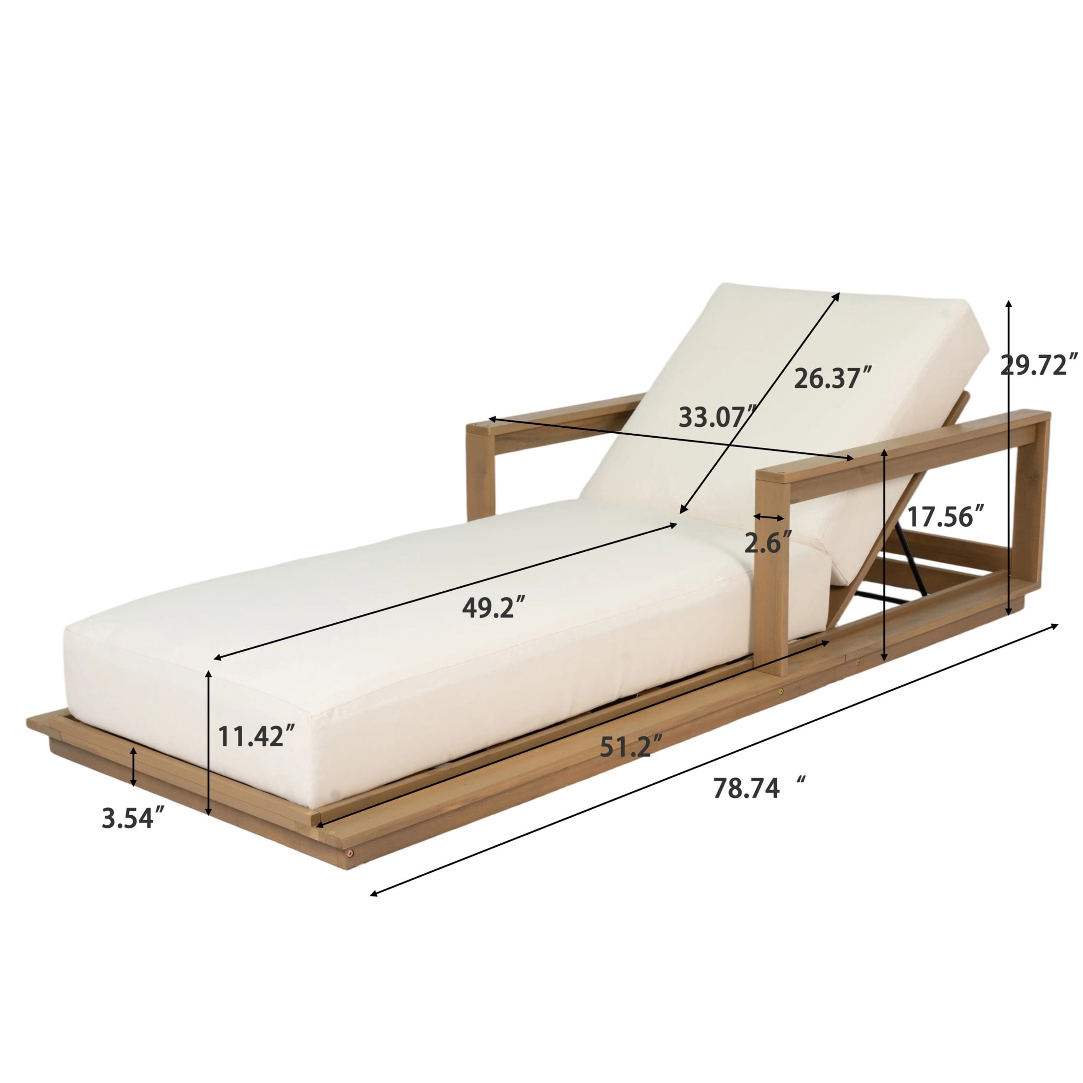 Christopher Knight Home Set of 4 Outdoor Sunloungers with Cushions, Adjustable Backrests, Light Teak + Beige