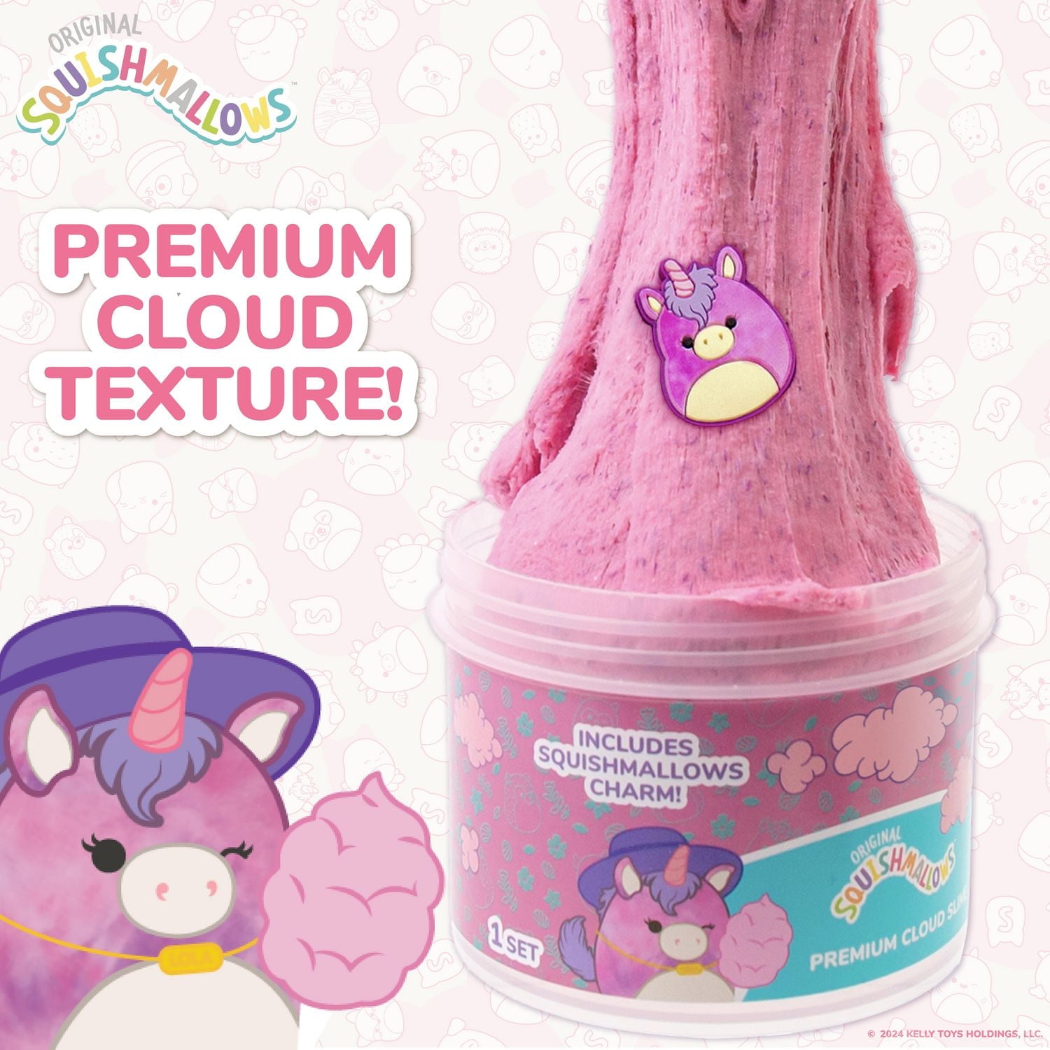 Original Squishmallows™ Lola la licorne Substance Gluante Nuage De Qualité Supérieure, Parfumée à La Baebe à Papa