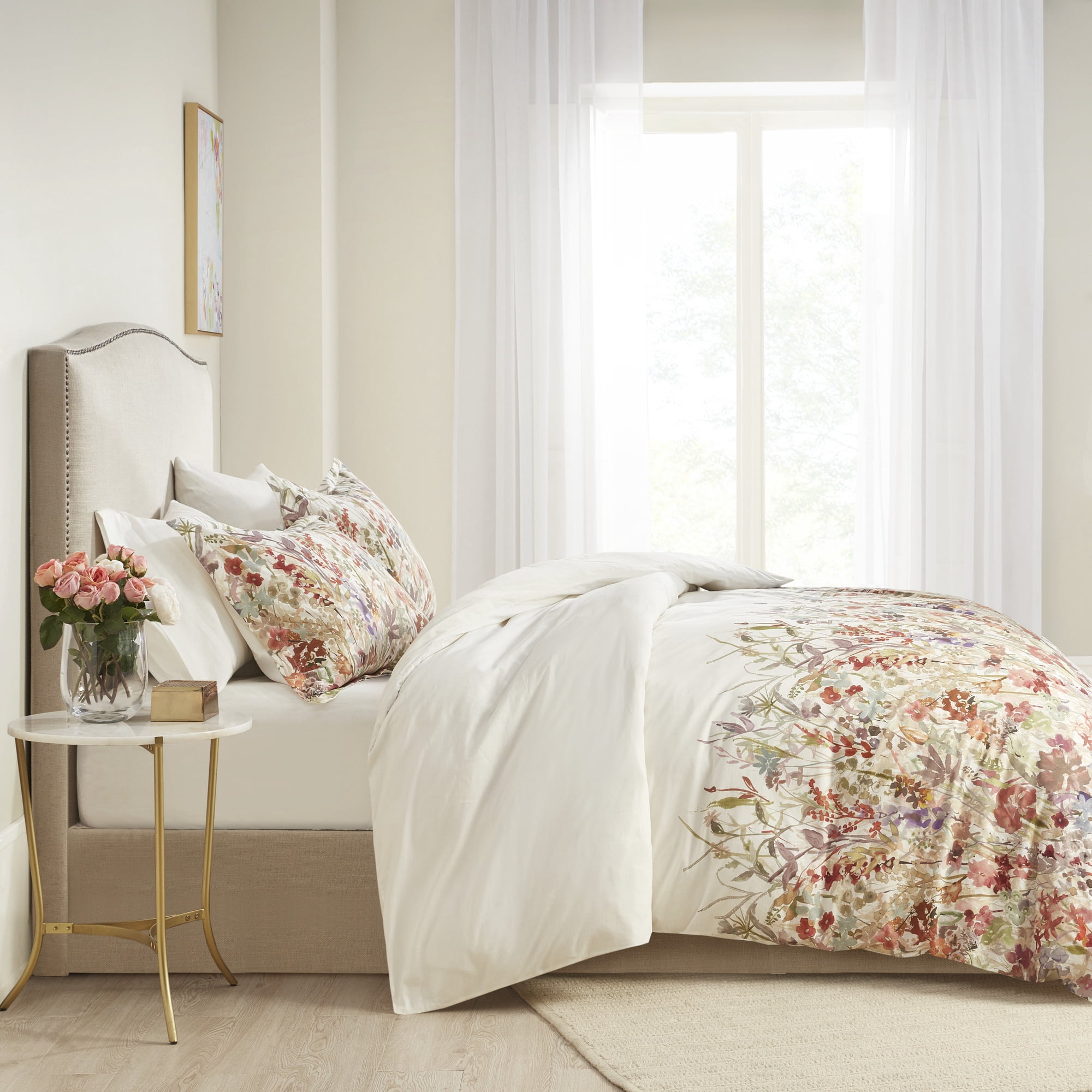 Home Essence Julia 3 Piece Cotton Printed Duvet Cover Set, King/Cal King, Multi