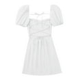 thumbnail image 2 of Manxivoo Plus Size Summer Dresses Women's Dresses Square Neck Bubble Sleeve Shrink Pleated Chest Strapless Doll Dress Mini Dress Womens Dresses White, 2 of 4