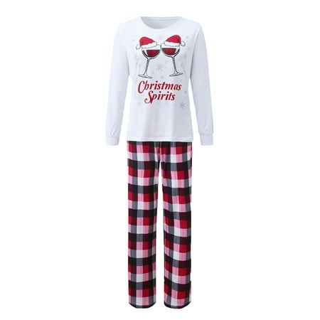 

High Waisted Pants For Women Parent-child Warm Christmas Set Printed Home Wear Pajamas Two-piece Mom Set For Casual
