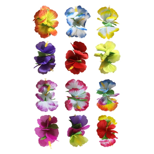 12 pinzas para el pelo con flores de hibisco hawaianas, pasadores de flores, accesorios para el cabello para mujeres y niñas.