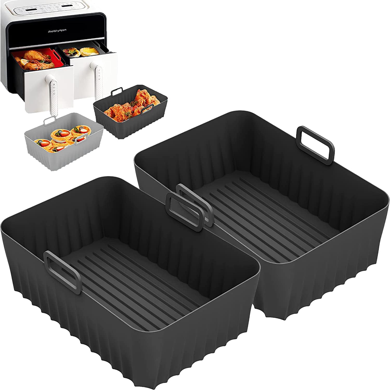 Moules à Gaufres En Silicone Pour Friteuse Ninja - Lot De 2 - Antiadhésif, Lavable Au Lave-vaisselle - 10