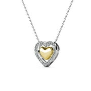 Cate & Chloe Susan 18k White Gold Plated Women's Necklace with Yellow Gold Heart, Swarovski Crystals