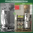 thumbnail image 4 of Golf Bag Garage Storage Rack with Wheels, Organizer for Single Golf Bag and Equipment Accessories, Ideal for Home, Garage, Club, Shed, Basement - Sturdy Wood and Metal Construction, 4 of 6