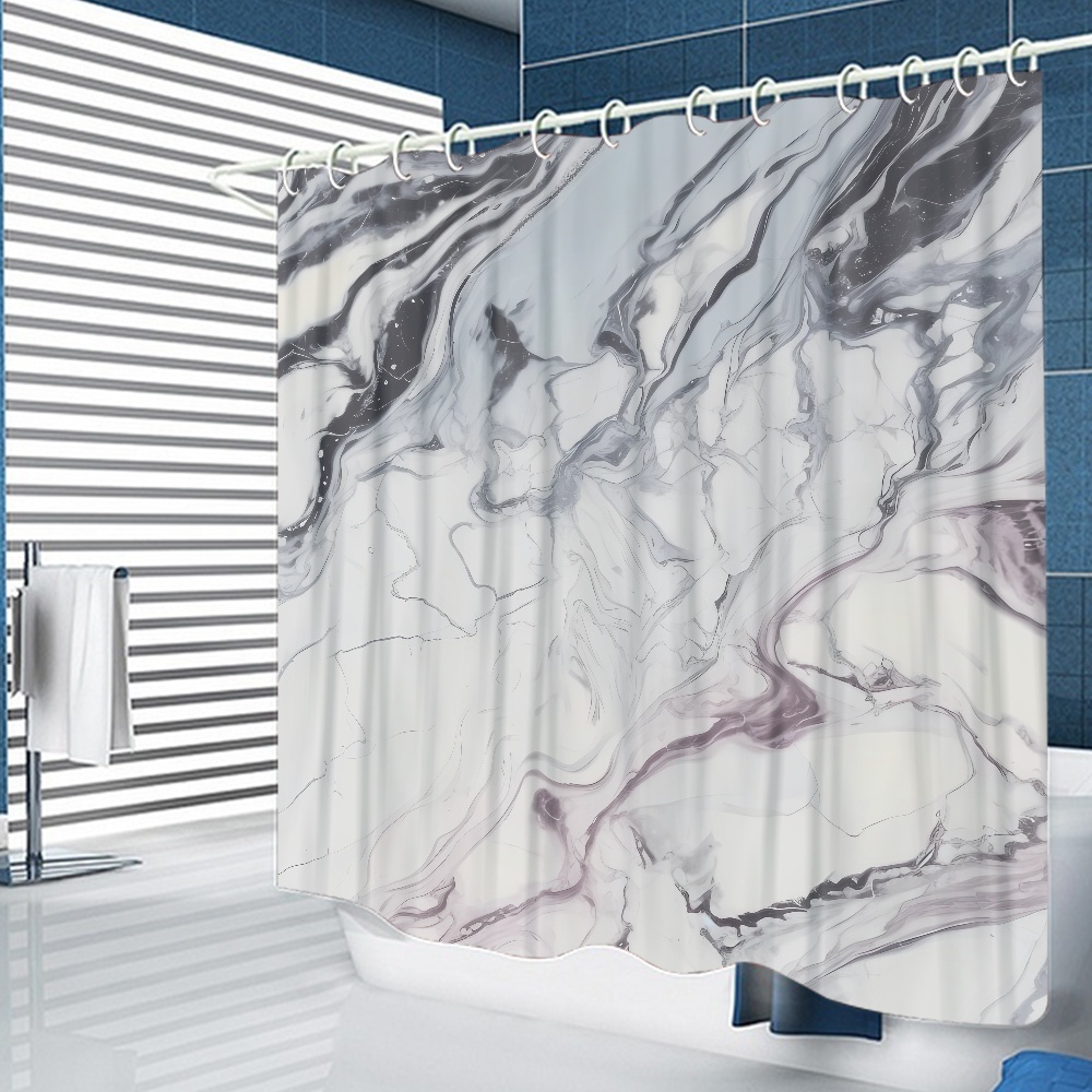 Marble Shower Curtain Grey Black Shower Curtains for Bathroom Retro