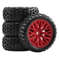 thumbnail image 2 of guohui 4 Pieces 1:18 RC Wheels and Tires, Rubber Tires Set, DIY Assembly Wear Resistant Upgrade Parts, Replace for Typhon Truck red, 2 of 9