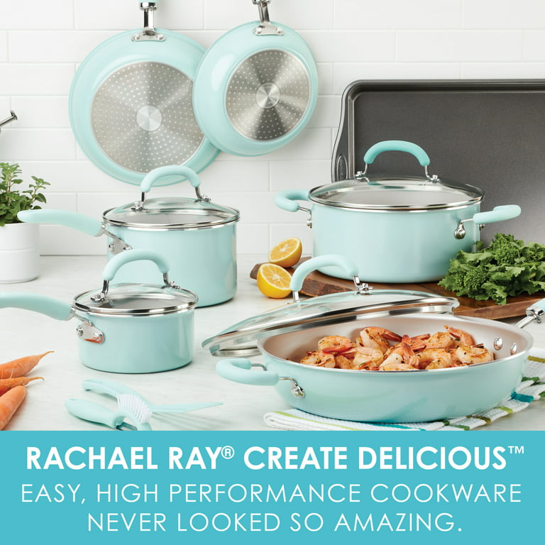 Rachael Ray 13 Pc Create Delicious Aluminum Nonstick Cookware Set, Gray  Shimmer 