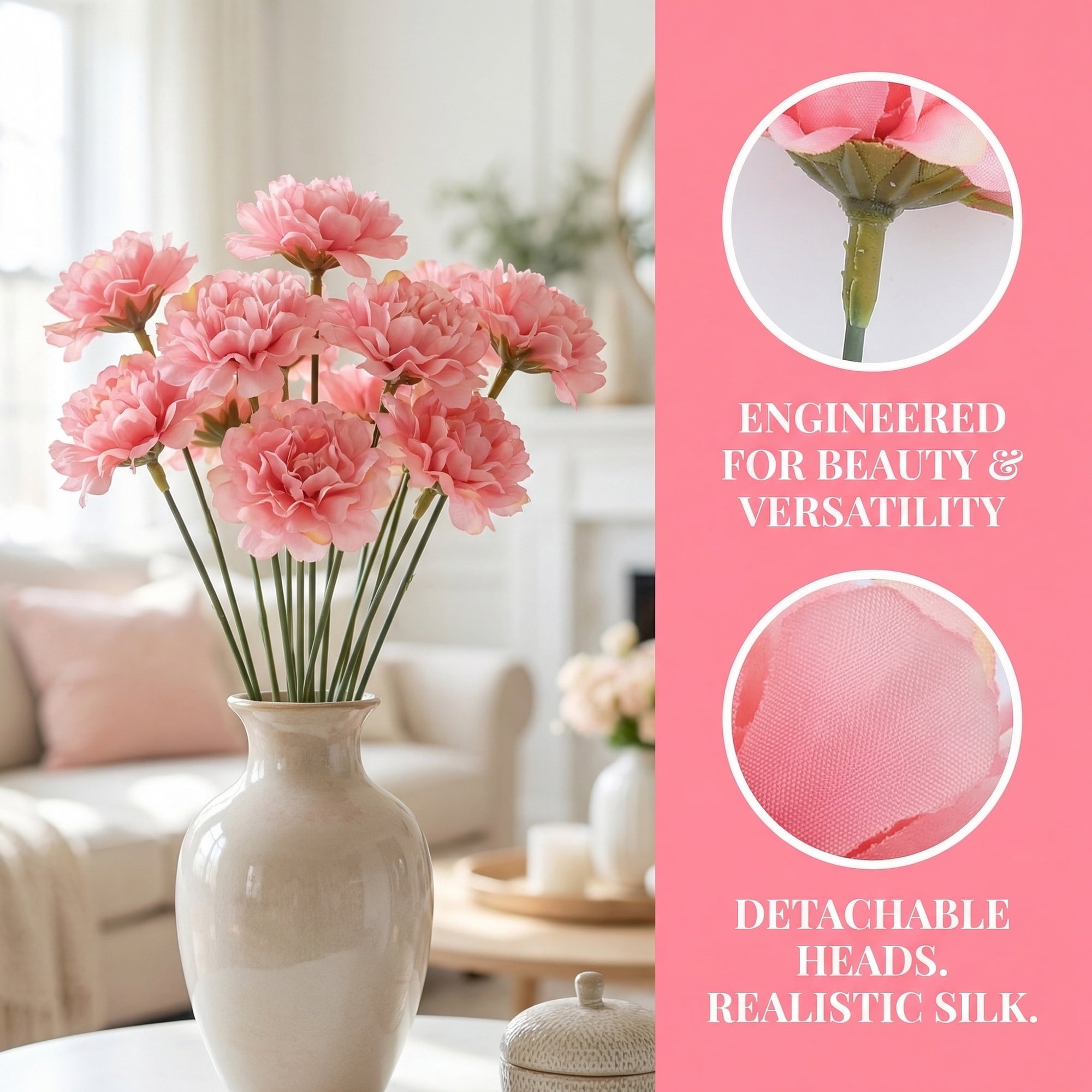 Unique Bargains Artificial Chrysanthemum Silk Mums Bouquets Dark Pink 7.1inch