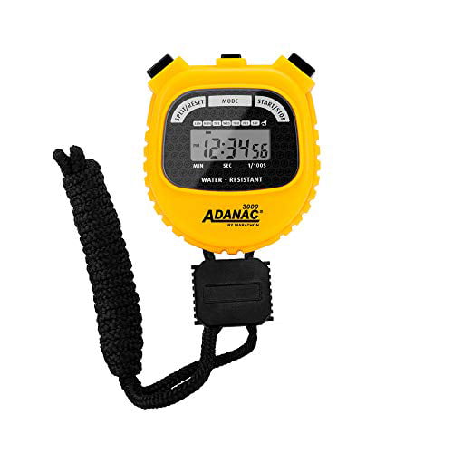 Digital Sports Stopwatch Timer w/ Large Display & Buttons Water Resistant Yellow 