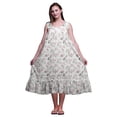 thumbnail image 1 of Bimba Chemises de Nuit Blanches en Coton Imprimé Feuilles Florales et Pivoines pour Femmes Robe Sans Manches Tenue de Nuit Robe Maxi Petit, 1 of 6