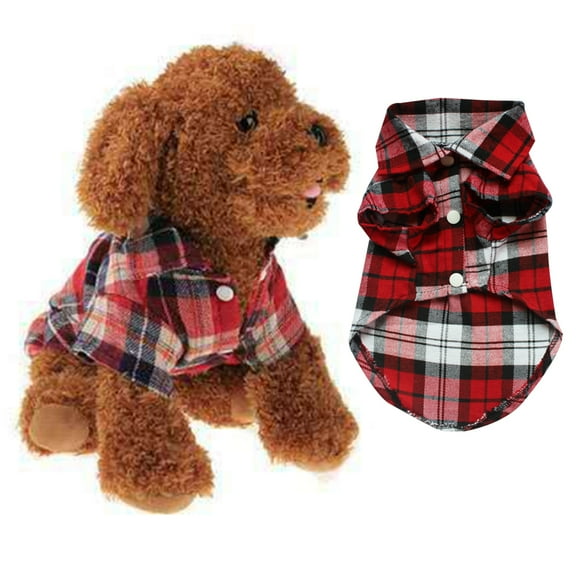 Spring and summer dog clothes Classic pet plaid shirt Pet casual coat